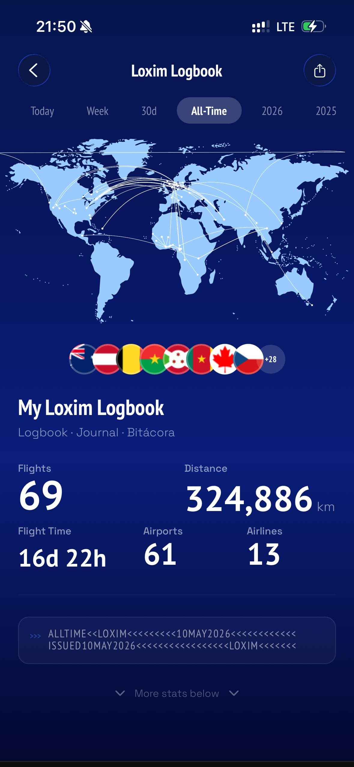 All your flight stats, now with a globe view.